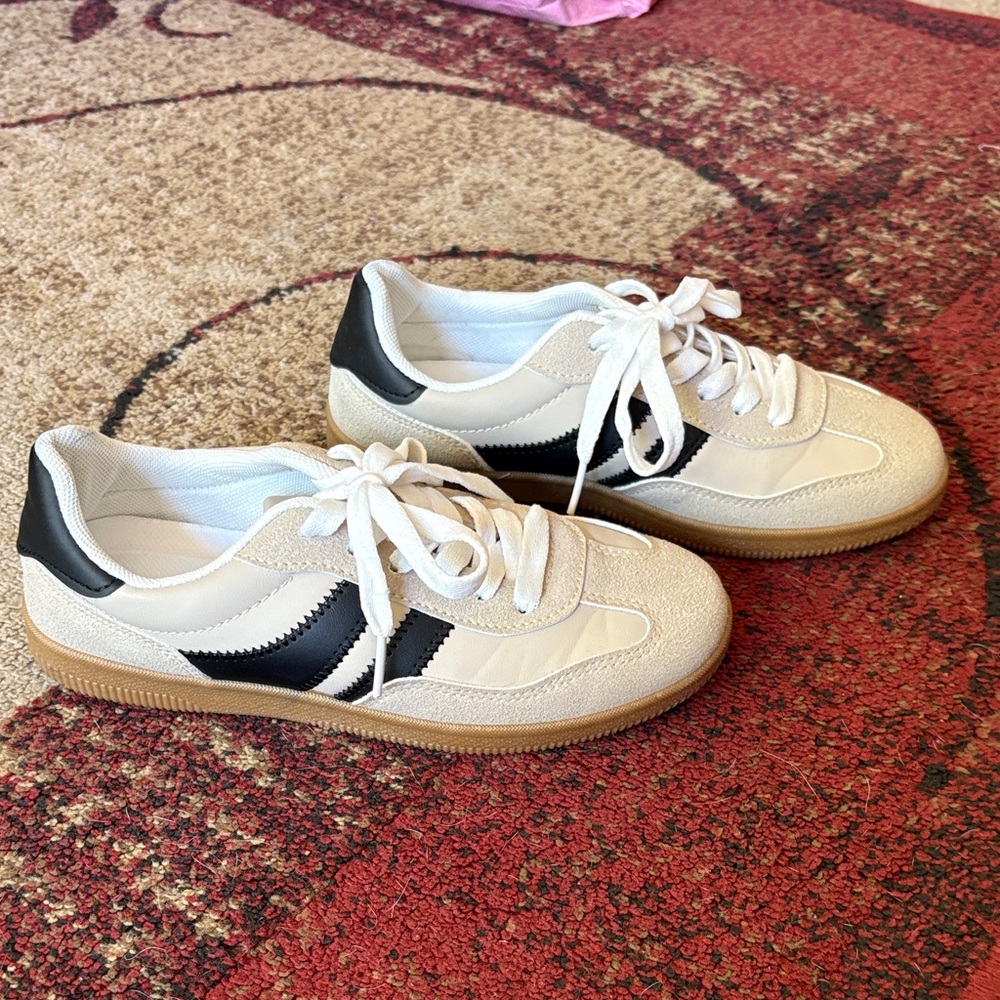 Madden Girl Cream and Black Sneakers